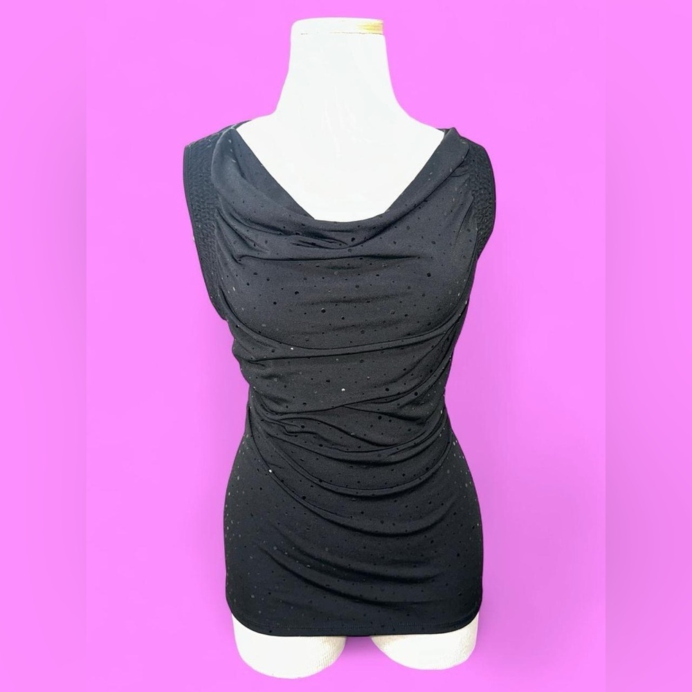 Y2K Sparkly black cowl neck top with sequin accents